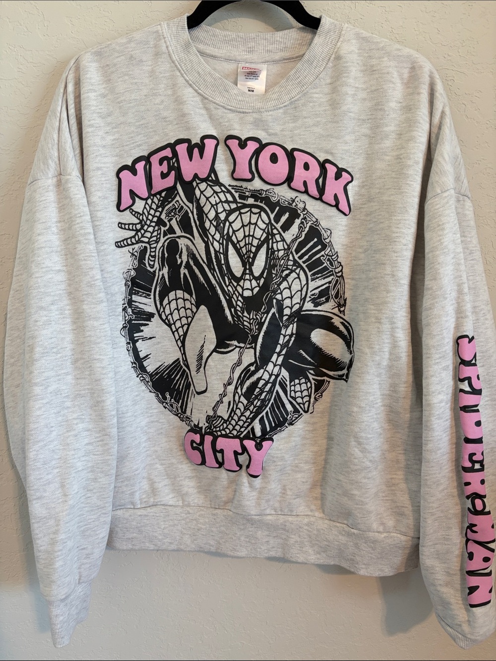 Spider-Man New York City Gray Sweatshirt with Pink Accents